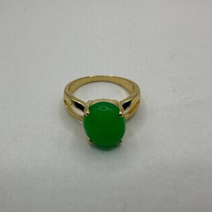 Vintage Gold Green Jade Lucky Cocktail Ring