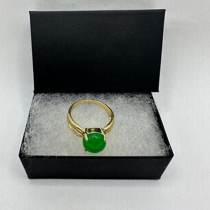 Vintage Gold Green Jade Lucky Cocktail Ring