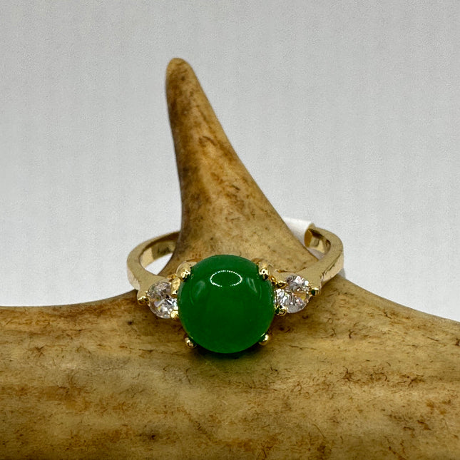 Vintage Gold Green Jade Lucky Cocktail Ring