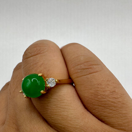 Vintage Gold Green Jade Lucky Cocktail Ring