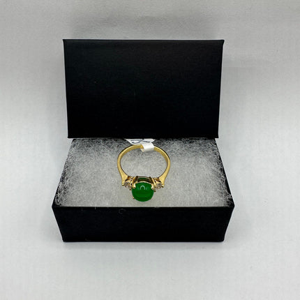 Vintage Gold Green Jade Lucky Cocktail Ring