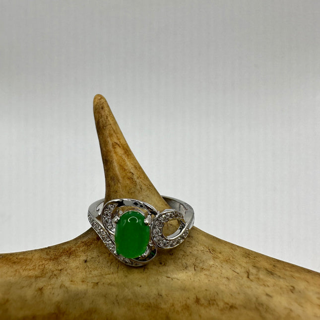 Vintage Green Jade Lucky Cocktail Ring