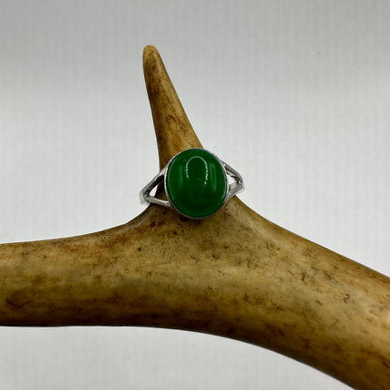 Vintage Silver Green Jade Lucky Cocktail Ring