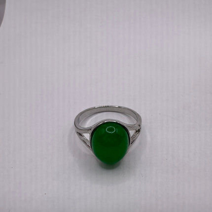 Vintage Silver Green Jade Lucky Cocktail Ring