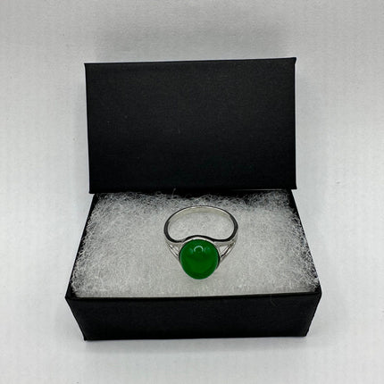 Vintage Silver Green Jade Lucky Cocktail Ring