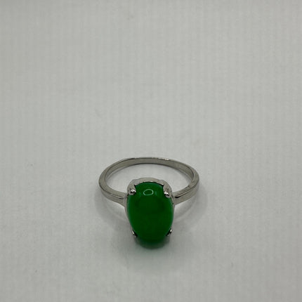 Vintage Silver Green Jade Lucky Cocktail Ring