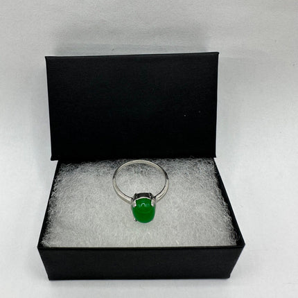 Vintage Silver Green Jade Lucky Cocktail Ring