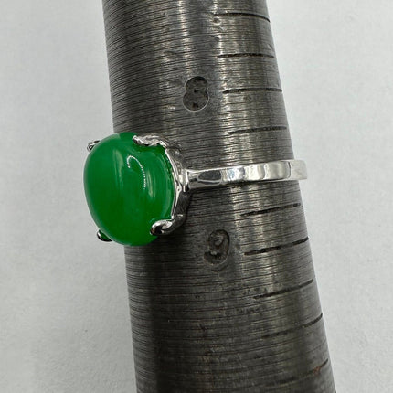 Vintage Silver Green Jade Lucky Cocktail Ring