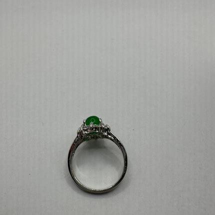 Vintage Silver Green Jade Lucky Cocktail Ring