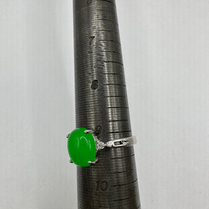 Vintage Silver Green Jade Lucky Cocktail Ring
