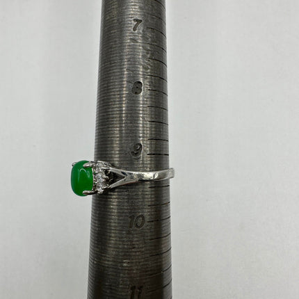 Vintage Silver Green Jade Lucky Cocktail Ring