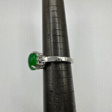 Vintage Silver Green Jade Lucky Cocktail Ring
