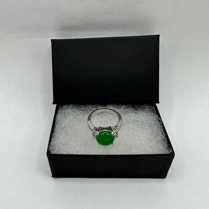 Vintage Silver Green Jade Lucky Cocktail Ring