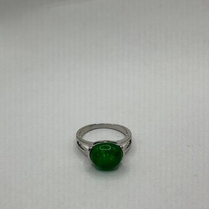 Vintage Silver Green Jade Lucky Cocktail Ring