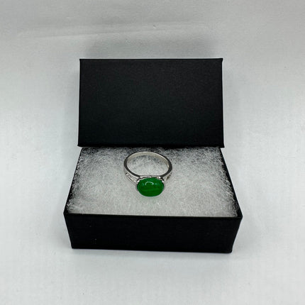 Vintage Silver Green Jade Lucky Cocktail Ring