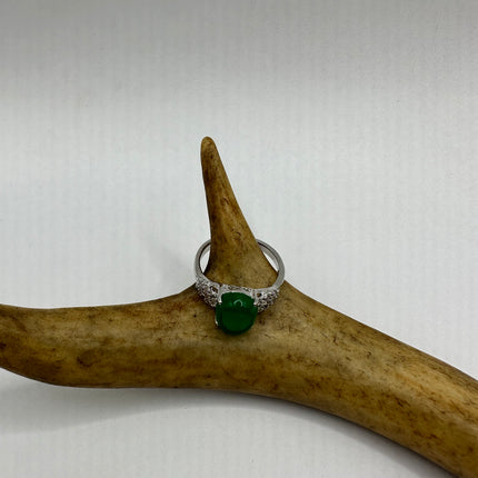 Vintage Silver Green Jade Lucky Cocktail Ring