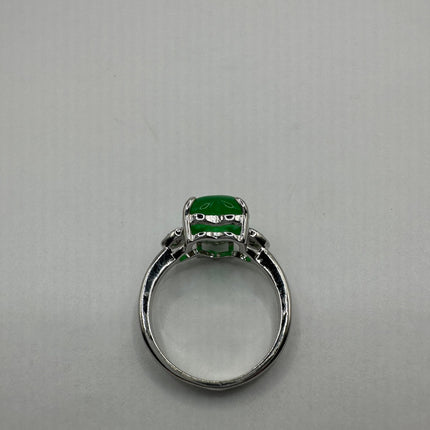 Vintage Green Jade Heart Lucky Cocktail Ring