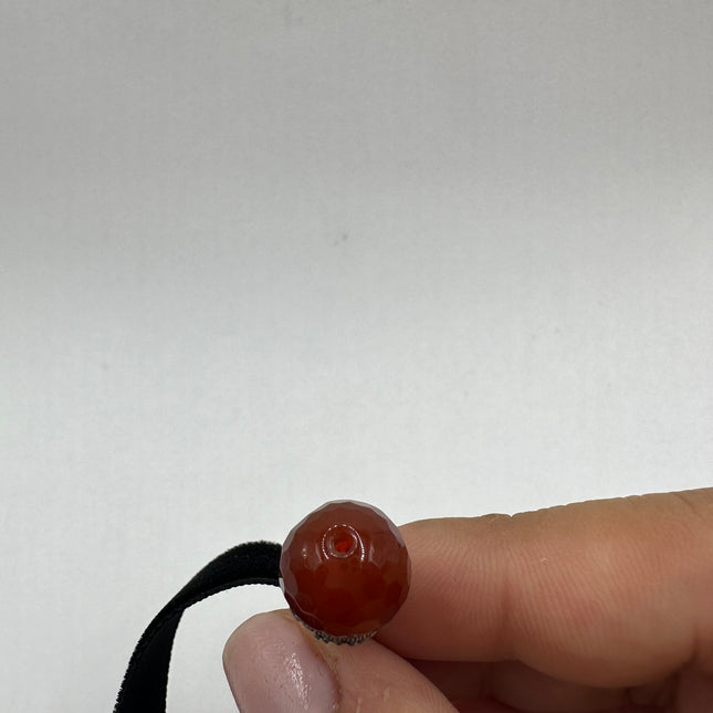 Vintage Red Carnelian Marcasite Pendant Ribbon Choker Necklace | 925 Sterling Silver Necklace
