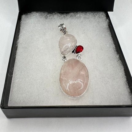 Vintage Pink Rose Quartz Choker Silver Necklace