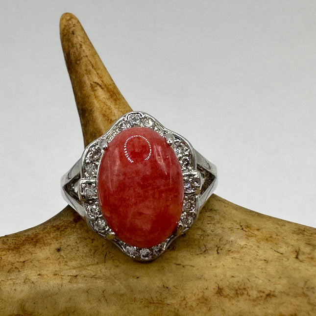 Vintage Pink Rhodochrosite Lucky Cocktail Ring