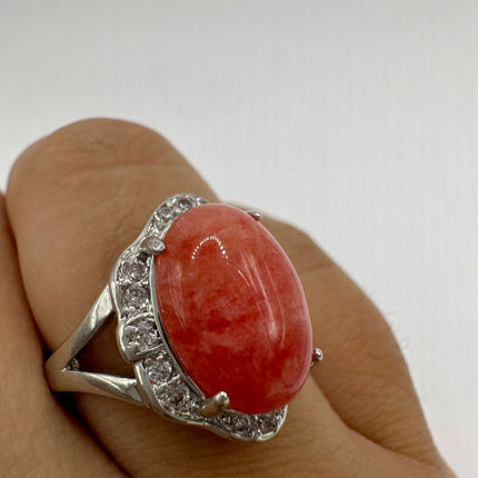 Vintage Pink Rhodochrosite Lucky Cocktail Ring