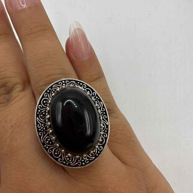Vintage Black Onyx Ring Band