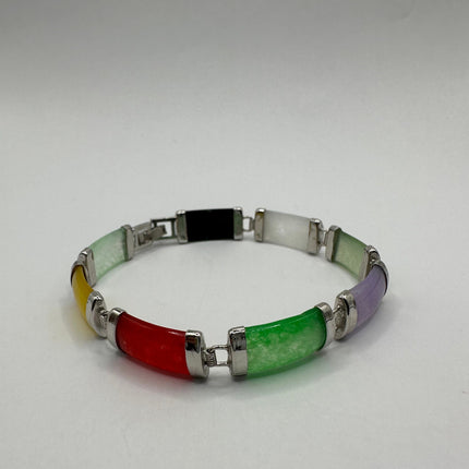 Vintage Mixed Gemstone Lucky Bracelet Silver Bronze
