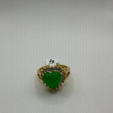 Vintage Gold Green Jade Lucky Cocktail Ring