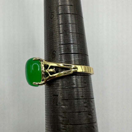 Vintage Gold Green Jade Lucky Cocktail Ring
