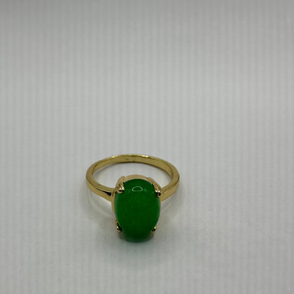Vintage Gold Green Jade Lucky Cocktail Ring