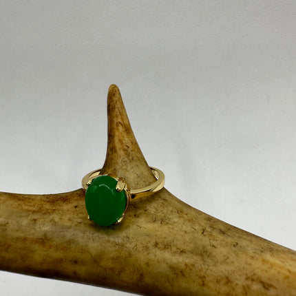 Vintage Gold Green Jade Lucky Cocktail Ring