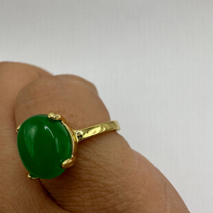 Vintage Gold Green Jade Lucky Cocktail Ring