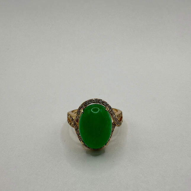 Vintage Green Jade Lucky Cocktail Ring
