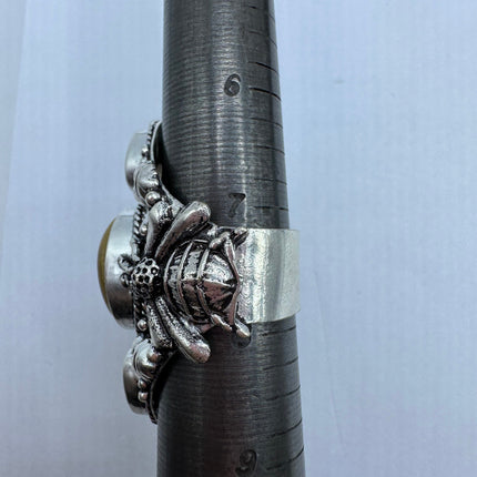 Vintage Jasper Ring | Silver Finished Bronze Citrine Jasper Stone Large Cocktail Ring | Make a Statement with this Unique RIng