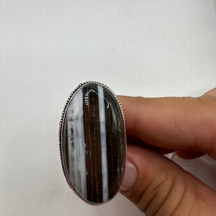 Vintage Black Banded Agate Cocktail Ring