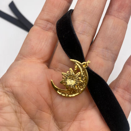 Vintage Gold Muslim Moon Crescent Star of Islam on Chain Necklace |9k GF