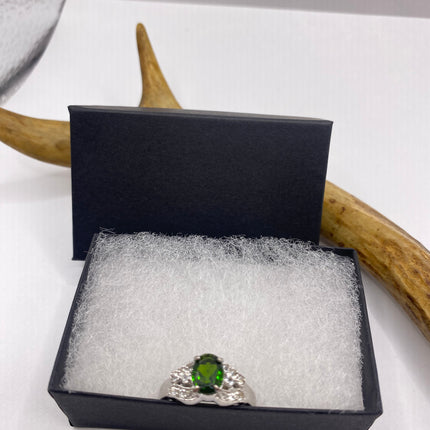 Vintage Green Chrome Diopside Ring Band 925 Sterling Silver
