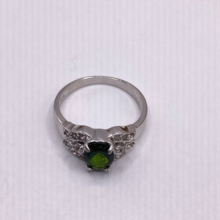 Vintage Green Chrome Diopside Ring Band 925 Sterling Silver