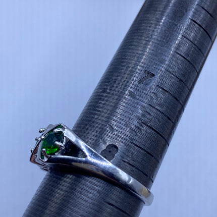 Vintage Green Chrome Diopside Ring Band 925 Sterling Silver