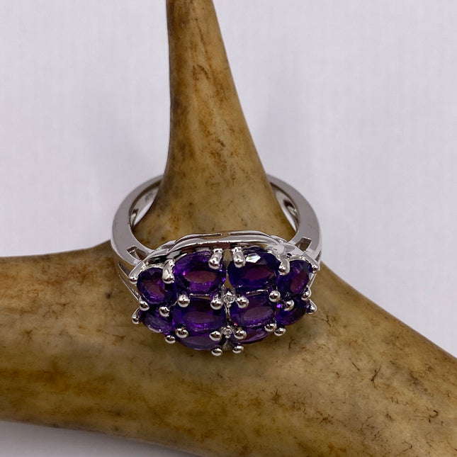 Vintage Purple Amethyst Ring Band 925 Sterling Silver