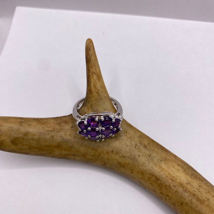 Vintage Purple Amethyst Ring Band 925 Sterling Silver