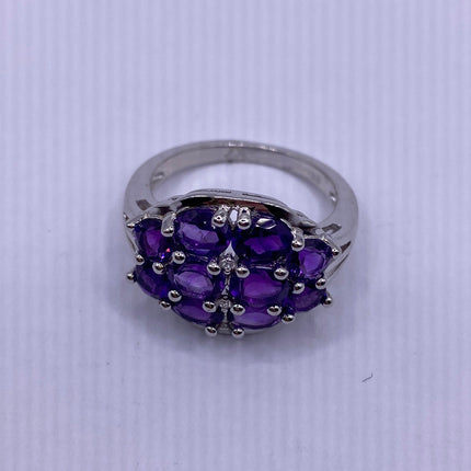 Vintage Purple Amethyst Ring Band 925 Sterling Silver
