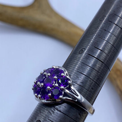 Vintage Purple Amethyst Ring Band 925 Sterling Silver