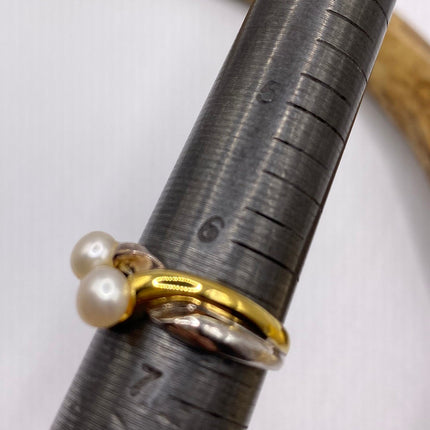 Vintage White Pearl Cocktail Ring Band 925 Sterling Silver