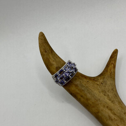 Vintage Blue Tanzanite Wedding Ring Band 925 Sterling Silver
