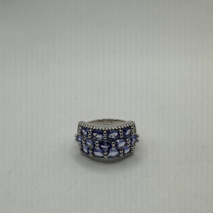 Vintage Blue Tanzanite Wedding Ring Band 925 Sterling Silver