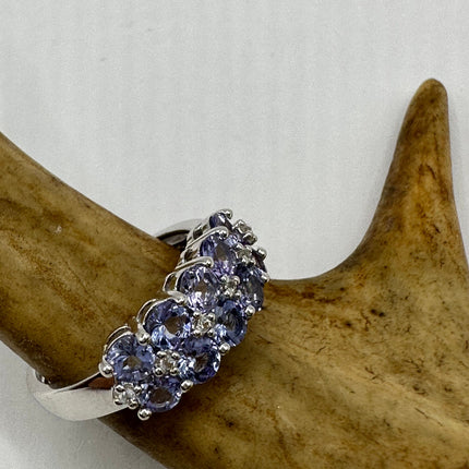 Vintage Blue Tanzanite Wedding Ring Band 925 Sterling Silver