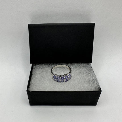 Vintage Blue Tanzanite Wedding Ring Band 925 Sterling Silver