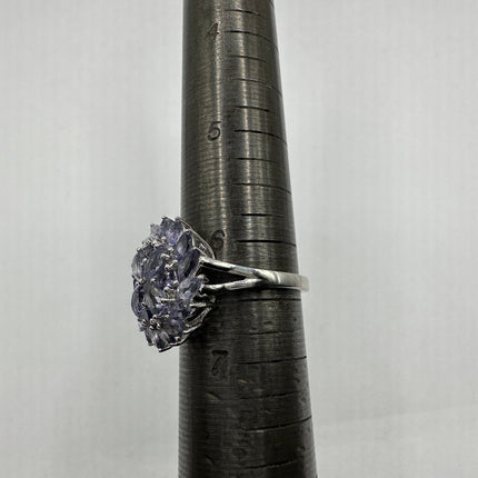 Vintage blue tanzanite cocktail ring in 925 Sterling silver