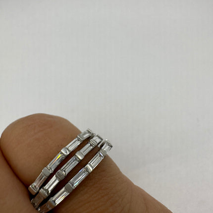 Vintage Crystal Stacking Ring 925 Sterling Silver Band